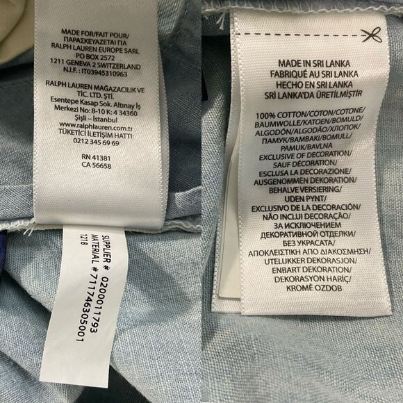 Polo Ralph Lauren Shorts Mens 42T Blue Chambray Cotton Classic Fit Striped Sides - Picture 8 of 12